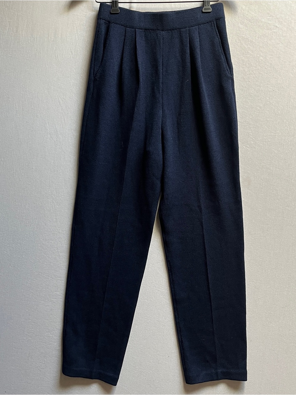 St. John Basics Navy Blue Santana Knit Pleated Pants 4